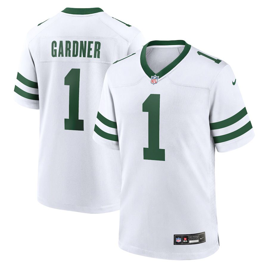 Men New York Jets 1 Ahmad Sauce Gardner Nike Legacy White Game NFL Jersey